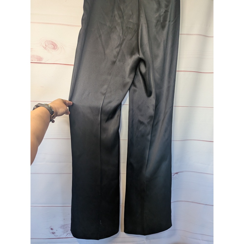 Escada Black 100% Silk Wide Leg Trousers Pants Size 38 Made in Slovenia - Picture 6 of 11